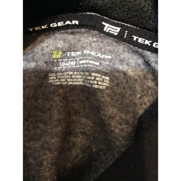 TEK Gear Hooded Pullover Large(14-16) Grey Black Cotton/Polyester - Picture 3 of 3